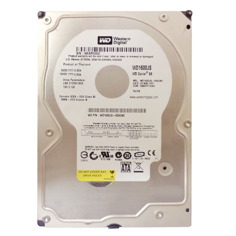 Western Digital - 160GB 7.2K SATA 3.0Gbps 3.5" 8MB Hard Drive - WD1600JS-00SGB0