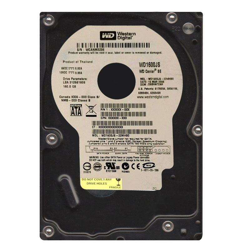 Western Digital - 160GB 7.2K SATA 3.0Gbps 3.5" 8MB Hard Drive - WD1600JS-22MHB0