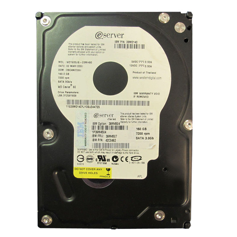 Western Digital - 160GB 7.2K SATA 3.0Gbps 3.5" 8MB Hard Drive - WD1600JS-23MHB0