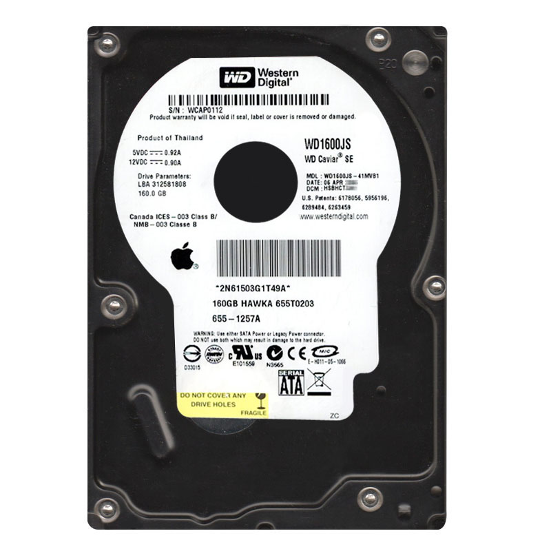Western Digital - 160GB 7.2K SATA 3.0Gbps 3.5" 8MB Hard Drive - WD1600JS-41MVB1