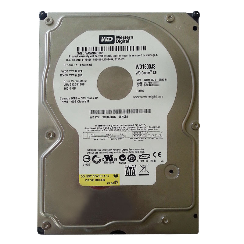 Western Digital - 160GB 7.2K SATA 3.0Gbps 3.5" 8MB Hard Drive - WD1600JS-55NCB1