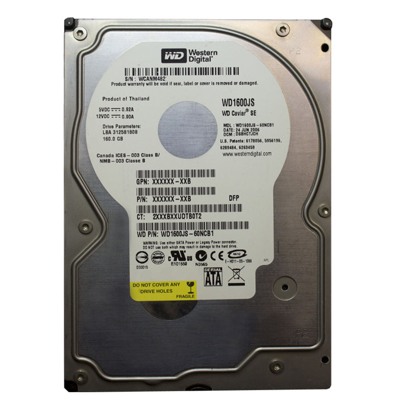 Western Digital - 160GB 7.2K SATA 3.0Gbps 3.5" 8MB Hard Drive - WD1600JS-60NCB1