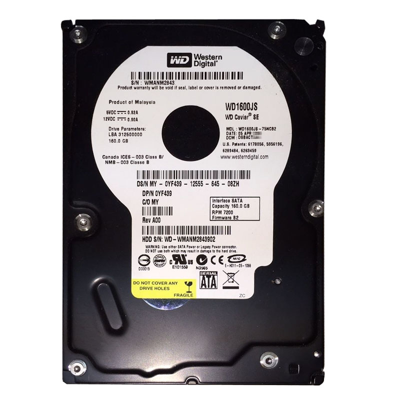 Western Digital - 160GB 7.2K SATA 3.0Gbps 3.5" 8MB Hard Drive - WD1600JS-75NCB2