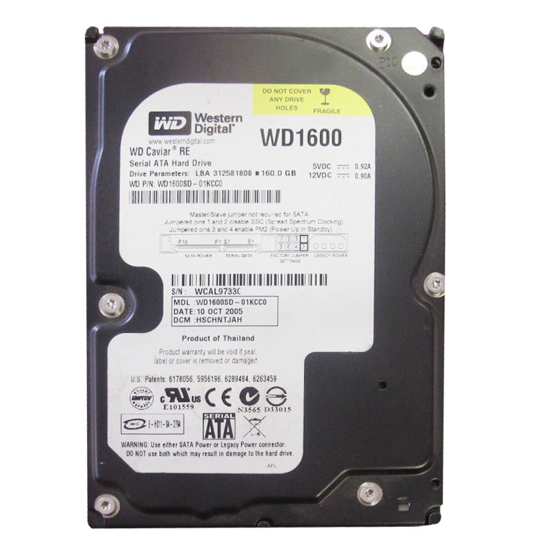 Western Digital - 160GB 7.2K SATA 1.5Gbps 3.5" 8MB Hard Drive - WD1600SD-01KCC0