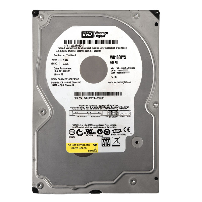 Western Digital - 160GB 7.2K SATA 3.0Gbps 3.5" 16MB Hard Drive - WD1600YS-01SHB1
