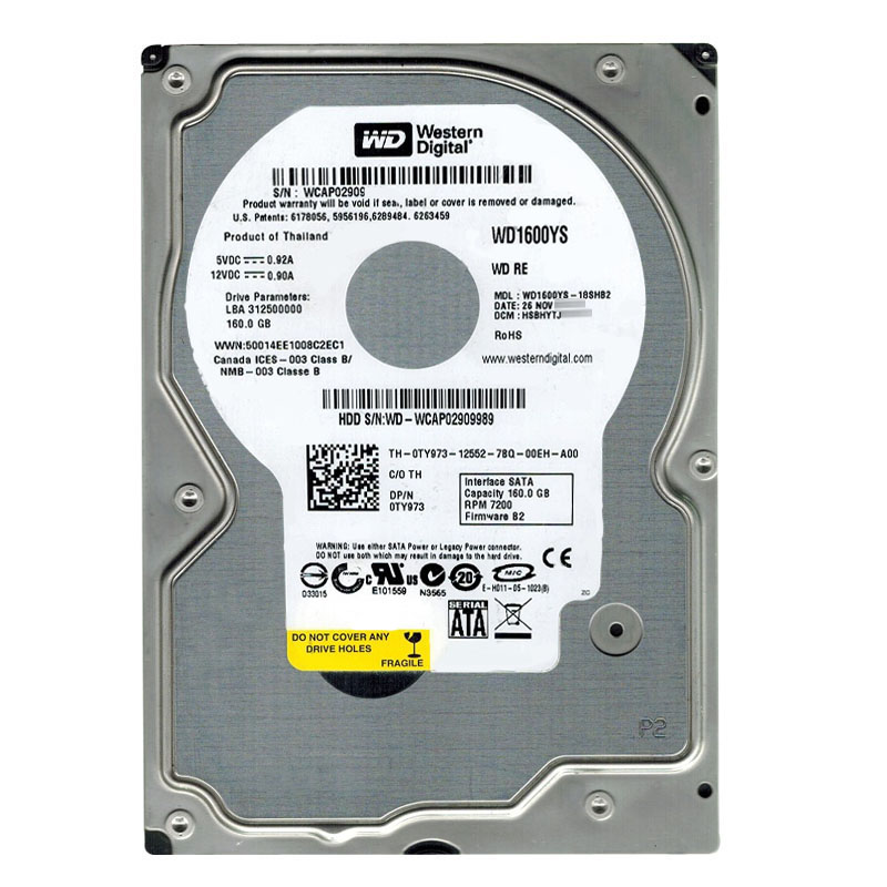 Western Digital - 160GB 7.2K SATA 3.0Gbps 3.5" 16MB Hard Drive - WD1600YS-18SHB2