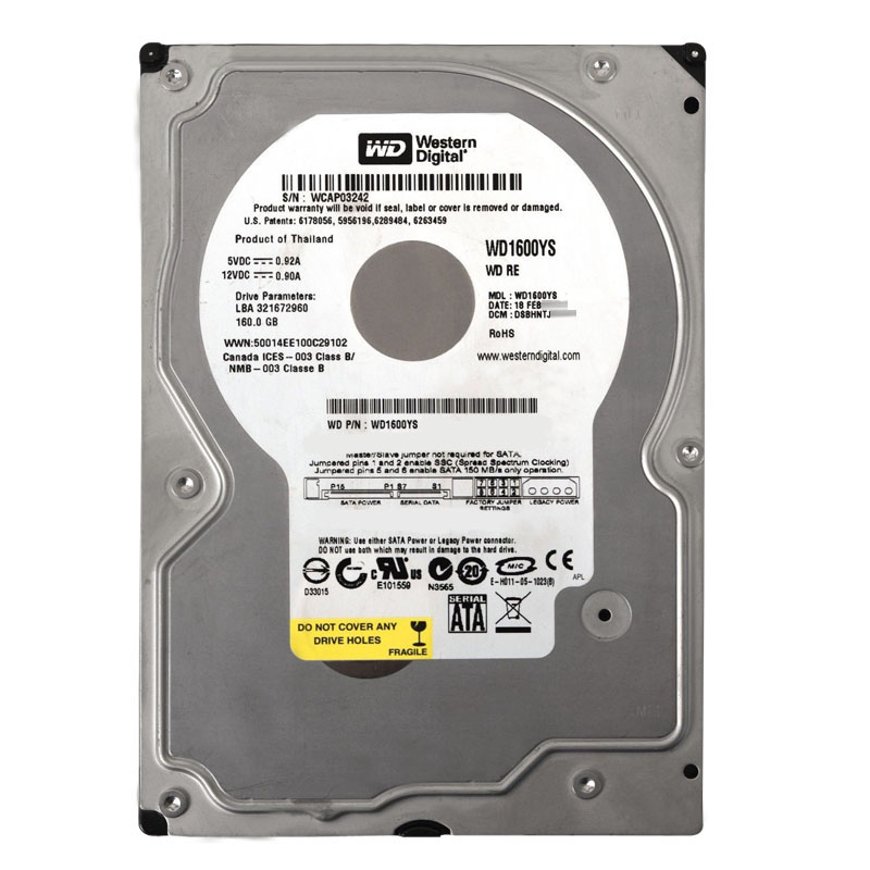 Western Digital - 160GB 7.2K SATA 3.0Gbps 3.5" 16MB Hard Drive - WD1600YS
