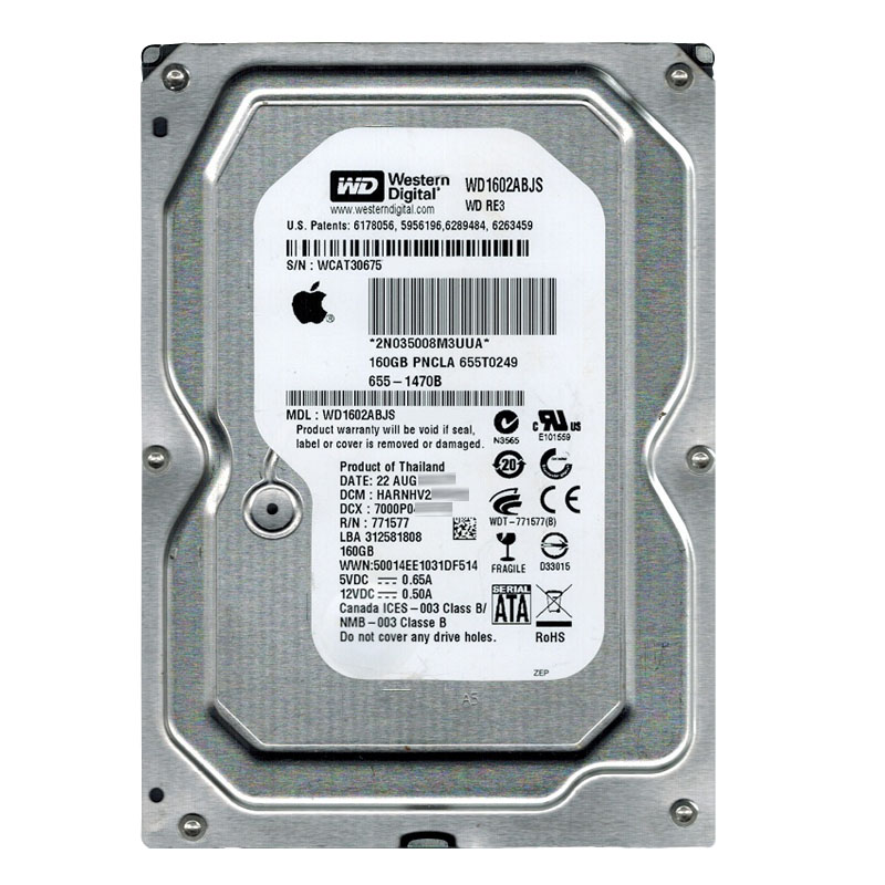 Western Digital - 160GB 7.2K SATA 3.0Gbps 3.5" 8MB Hard Drive - WD1602ABJS