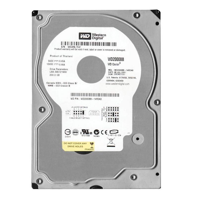 Western Digital - 200GB 7.2K IDE 3.5" 2MB Cache Hard Drive - WD2000BB-14RDA0
