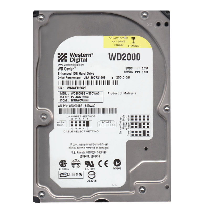 Western Digital - 200GB 7.2K IDE 3.5" 2MB Cache Hard Drive - WD2000BB-50DWA0