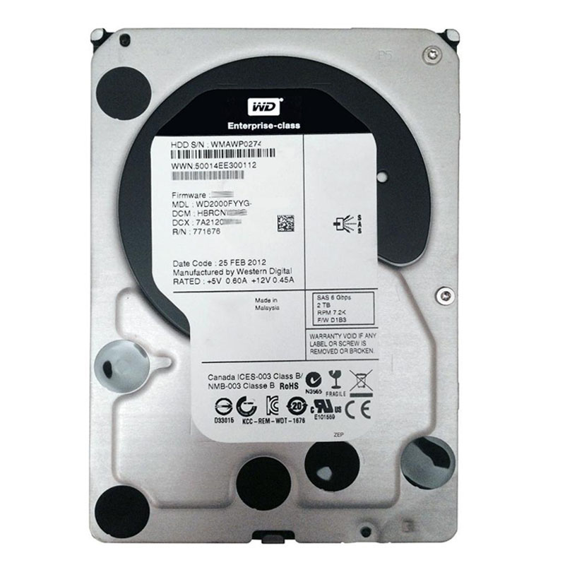 Western Digital - 2TB 7.2K SAS 6.0Gbps 3.5" 32MB Cache Hard Drive - WD2000FYYG