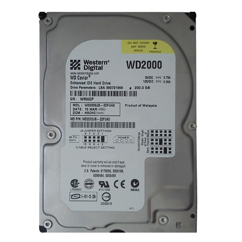 Western Digital - 200GB 7.2K IDE 3.5" 8MB Cache Hard Drive - WD2000JB-22FUA0