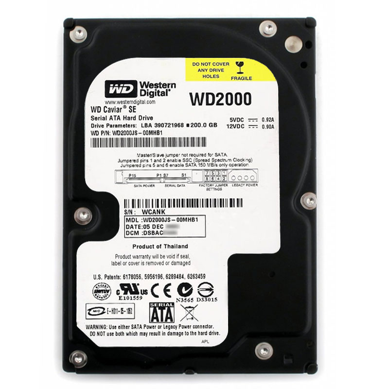 Western Digital - 200GB 7.2K SATA 3.0Gbps 3.5" 8MB Cache Hard Drive - WD2000JS-00MHB1
