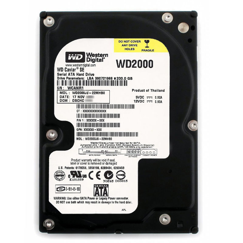 Western Digital - 200GB 7.2K SATA 3.0Gbps 3.5" 8MB Cache Hard Drive - WD2000JS-22MHB0