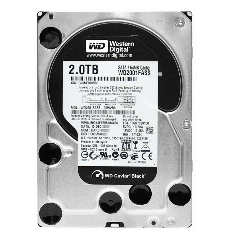 Western Digital - 2TB 7.2K SATA 3.0Gbps 3.5" 64MB Hard Drive - WD2001FASS-00W2B0