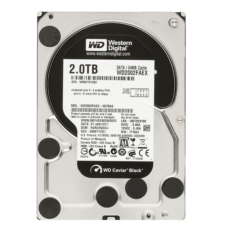 Western Digital - 2TB 7.2K SATA 6.0Gbps 3.5" 64MB Hard Drive - WD2002FAEX-007BA0