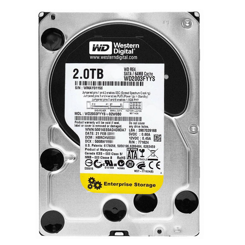 Western Digital - 2TB 7.2K SATA 3.0Gbps 3.5" 64MB Hard Drive - WD2003FYYS-02W0B0