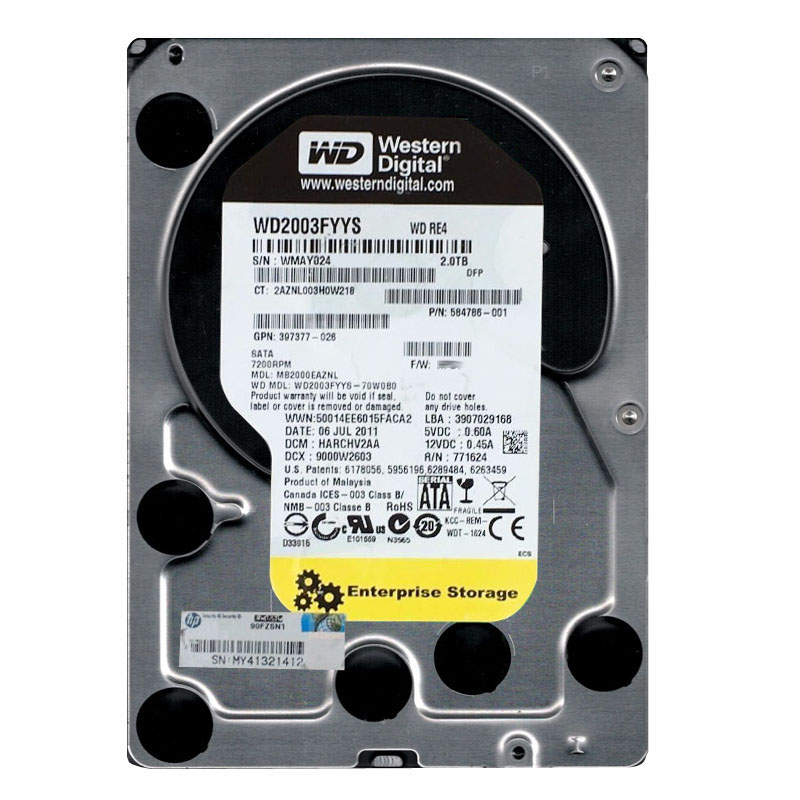 Western Digital - 2TB 7.2K SATA 3.0Gbps 3.5" 64MB Cache Hard Drive - WD2003FYYS-70W0B0