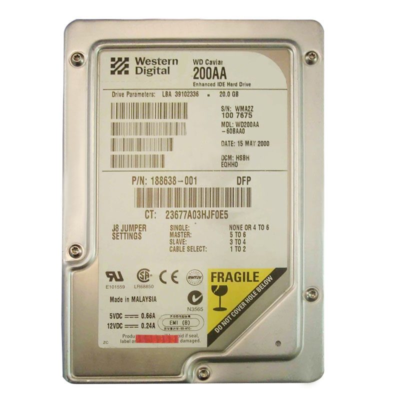 Western Digital - 20GB 5.4K IDE 3.5" 2MB Cache Hard Drive - WD200AA-60BAA0