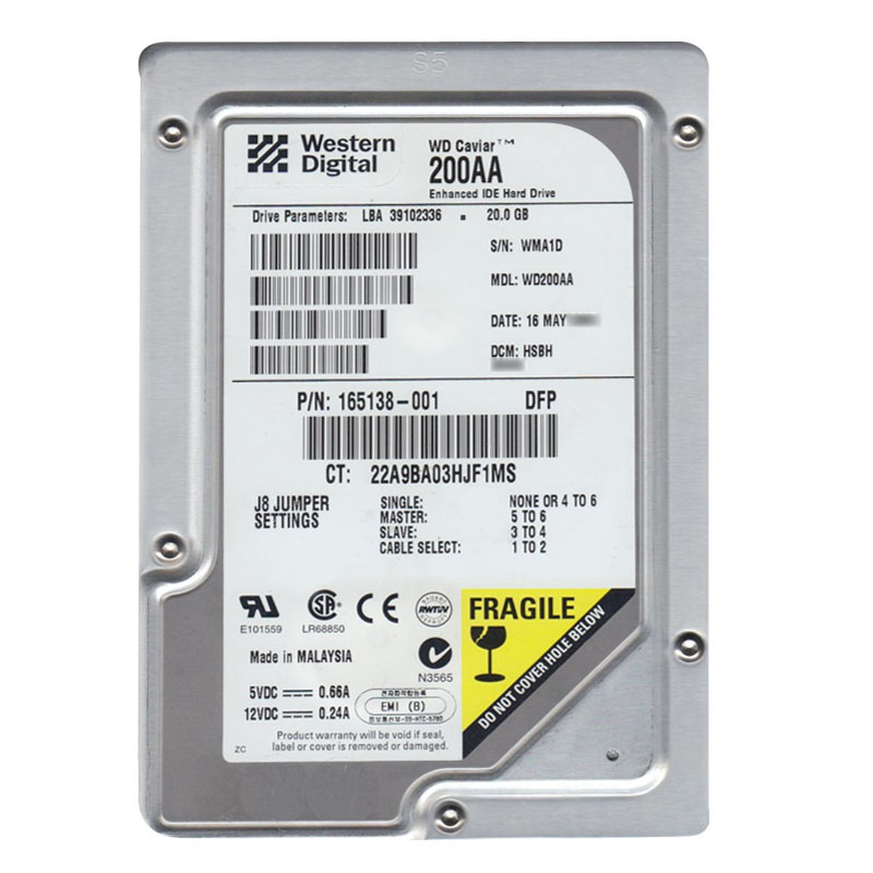 Western Digital - 20GB 5.4K IDE 3.5" 2MB Cache Hard Drive - WD200AA