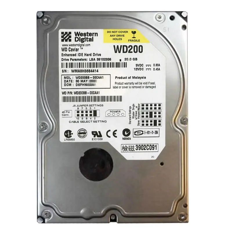 WD200BB-00CAA1.jpg Western Digital - 20GB 7.2K IDE 3.5" 2MB Cache Hard Drive - WD200BB-00CAA1 - Image 1