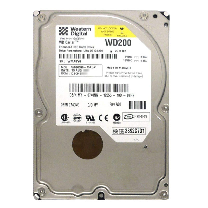 Western Digital - 20GB 7.2K IDE 3.5" 2MB Cache Hard Drive - WD200BB-75AUA1