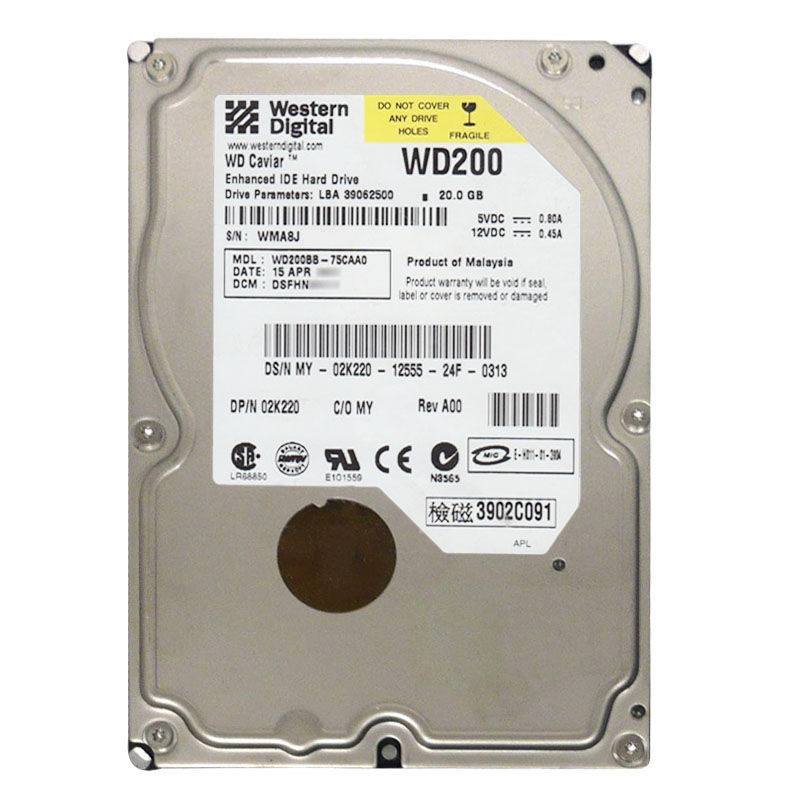 Western Digital - 20GB 7.2K IDE 3.5" 2MB Cache Hard Drive - WD200BB-75CAA0