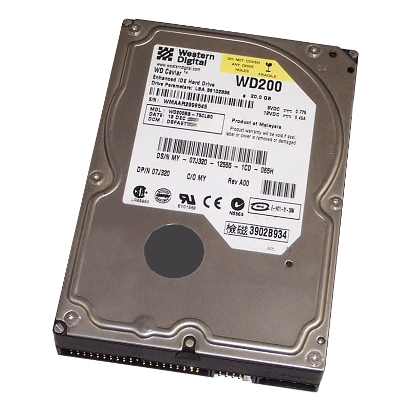 Western Digital - 20GB 7.2K IDE 3.5" 2MB Cache Hard Drive - WD200BB-75CLB0
