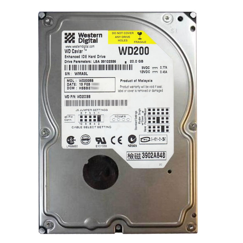 Western Digital - 20GB 7.2K IDE 3.5" 2MB Cache Hard Drive - WD200BB