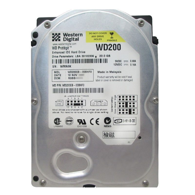 Western Digital - 20GB 5.4K IDE 3.5" 2MB Cache Hard Drive - WD200EB-00BHF0