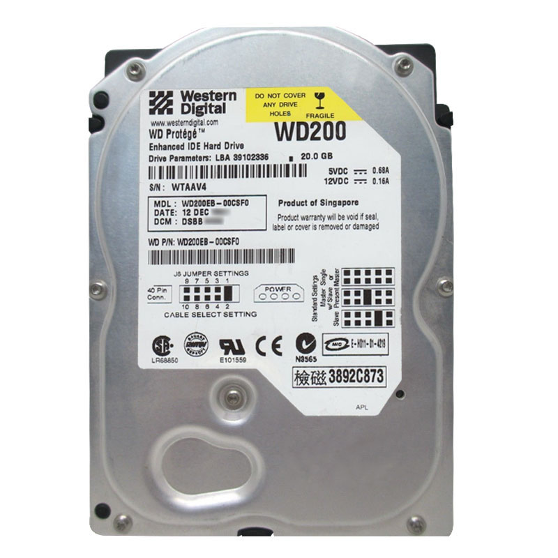 Western Digital - 20GB 5.4K IDE 3.5" 2MB Cache Hard Drive - WD200EB-00CSF0