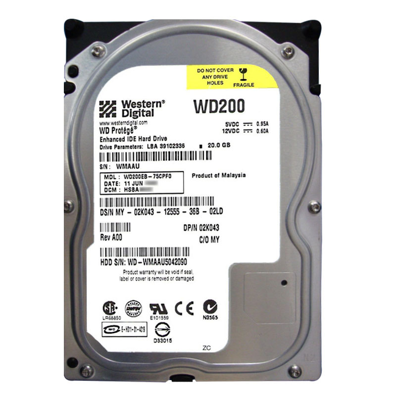 Western Digital - 20GB 5.4K IDE 3.5" 2MB Cache Hard Drive - WD200EB-75CPF0