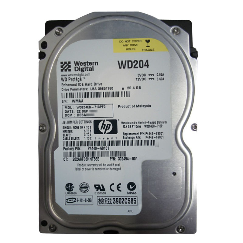 Western Digital - 20.4GB 5.4K EIDE 3.5" 2MB Cache Hard Drive - WD204EB-71CPF0