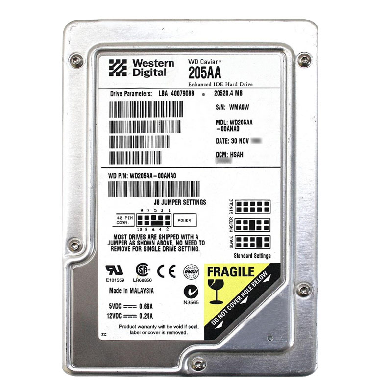 Western Digital - 20.5GB 5.4K EIDE 3.5" 2MB Cache Hard Drive - WD205AA-00ANA0