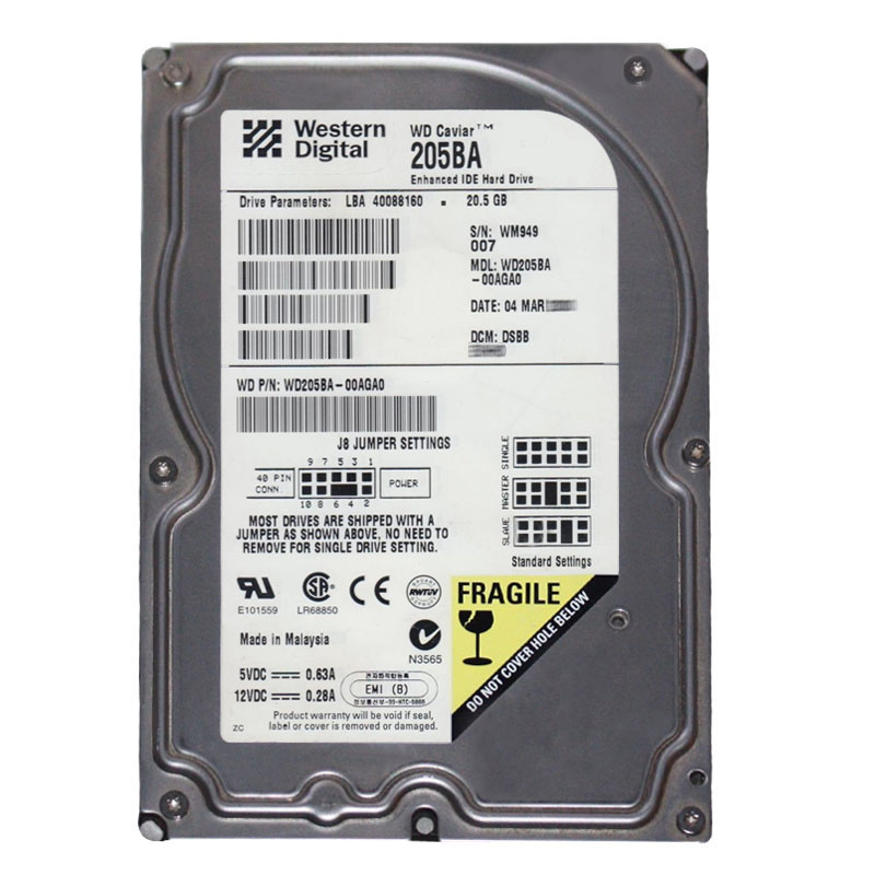 Western Digital - 20.5GB 7.2K EIDE 3.5" 2MB Cache Hard Drive - WD205BA-00AGA0