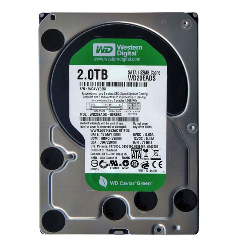 Western Digital - 2TB IntelliPower SATA 3.0Gbps 3.5" 32MB Hard Drive - WD20EADS-00R6B0