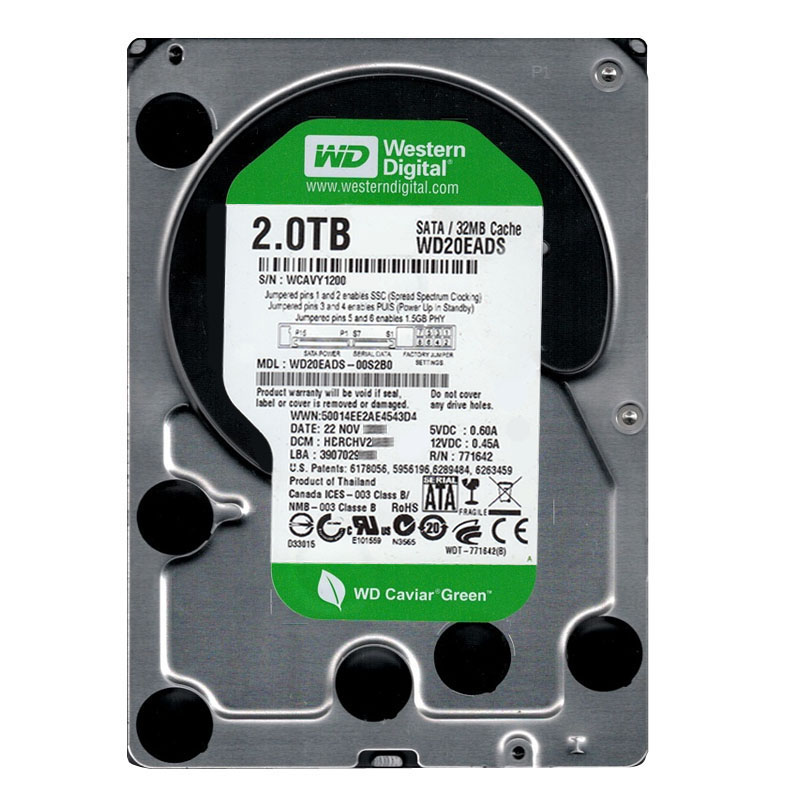 Western Digital - 2TB IntelliPower SATA 3.0Gbps 3.5" 32MB Hard Drive - WD20EADS-00S2B0
