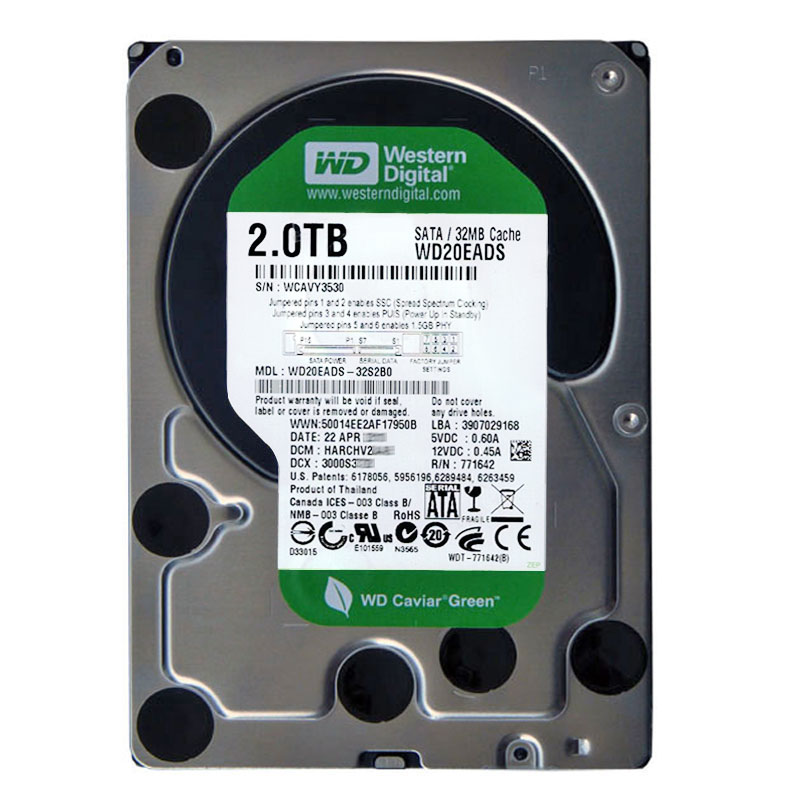 Western Digital - 2TB IntelliPower SATA 3.0Gbps 3.5" 32MB Hard Drive - WD20EADS-32S2B0