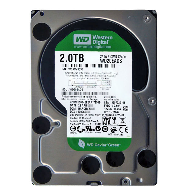 Western Digital - 2TB IntelliPower SATA 3.0Gbps 3.5" 32MB Hard Drive - WD20EADS