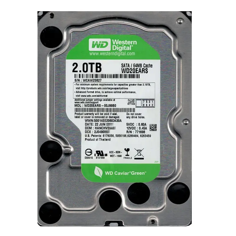 WD20EARS-00J99B0.jpg Western Digital - 2TB IntelliPower SATA 3.0Gbps 3.5" 64MB Hard Drive - WD20EARS-00J99B0 - Image 1