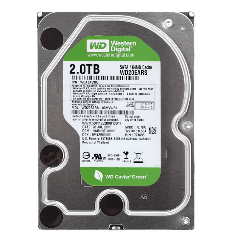 Western Digital - 2TB IntelliPower SATA 3.0Gbps 3.5" 64MB Hard Drive - WD20EARS-00MVWB1