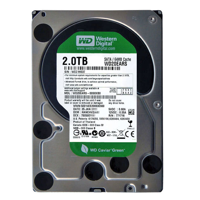 Western Digital - 2TB IntelliPower SATA 3.0Gbps 3.5" 64MB Hard Drive - WD20EARS-00S0XB0