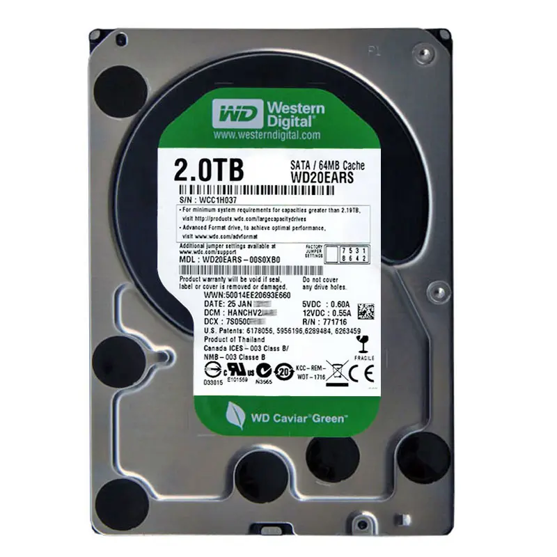 WD20EARS-00S0XB0.jpg Western Digital - 2TB IntelliPower SATA 3.0Gbps 3.5" 64MB Hard Drive - WD20EARS-00S0XB0 - Image 1