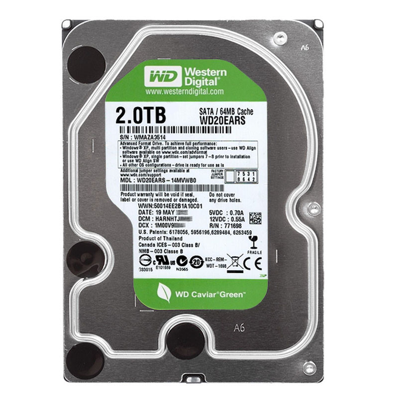 Western Digital - 2TB IntelliPower SATA 3.0Gbps 3.5" 64MB Hard Drive - WD20EARS-14MVWB0