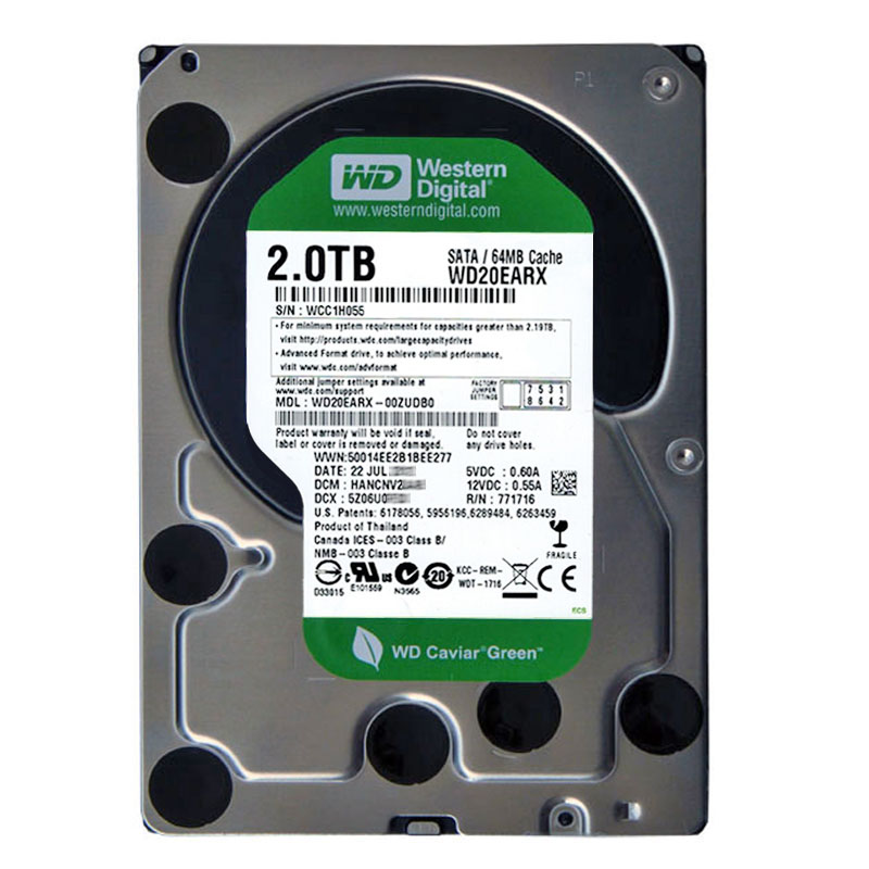Western Digital - 2TB IntelliPower SATA 6.0Gbps 3.5" 64MB Hard Drive - WD20EARX-00ZUDB0