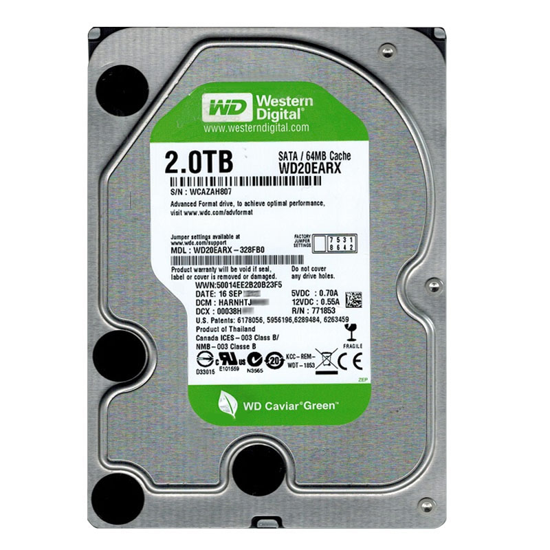 Western Digital - 2TB IntelliPower SATA 6.0Gbps 3.5" 64MB Hard Drive - WD20EARX-328FB0