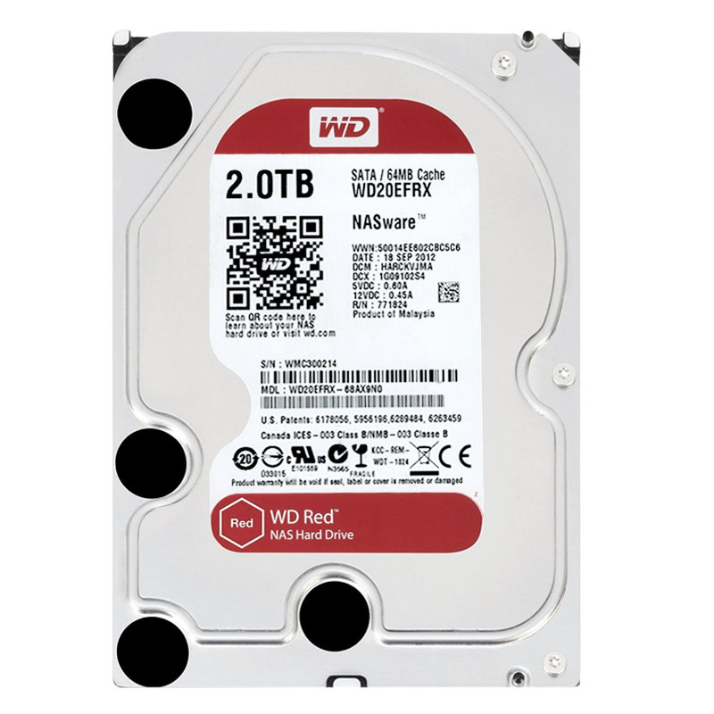 Western Digital - 2TB 5.4K SATA 6.0Gbps 3.5" 64MB Hard Drive - WD20EFRX-68AX9N0