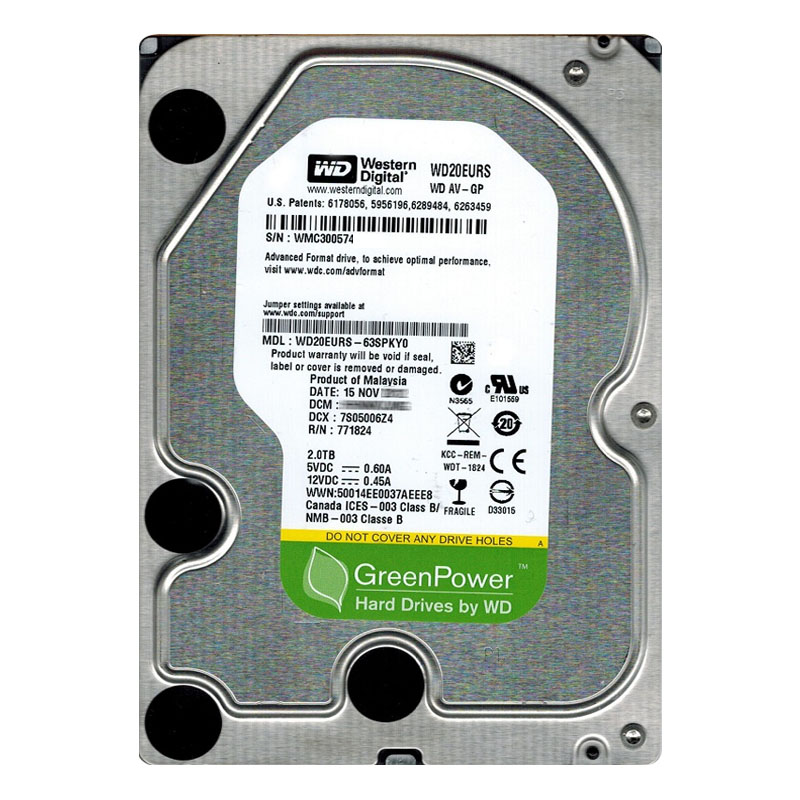 Western Digital - 2TB SATA 3.0Gbps 3.5" 64MB Cache Hard Drive - WD20EURS-63SPKY0