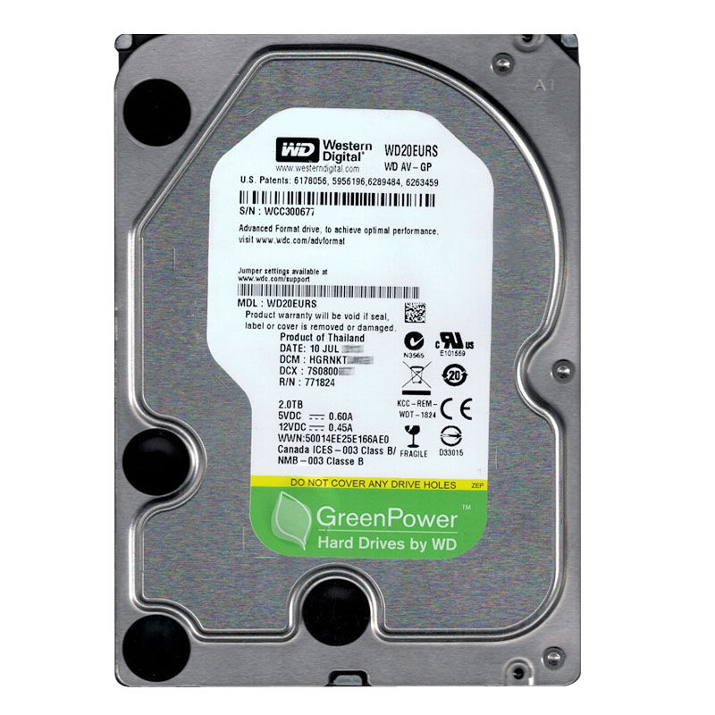 Western Digital - 2TB IntelliPower SATA 3.0Gbps 3.5" 64MB Hard Drive - WD20EURS