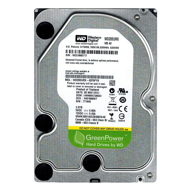 Western Digital - 2TB IntelliPower SATA 6.0Gbps 3.5" 64MB Cache Hard Drive - WD20EURX-63T0FY0